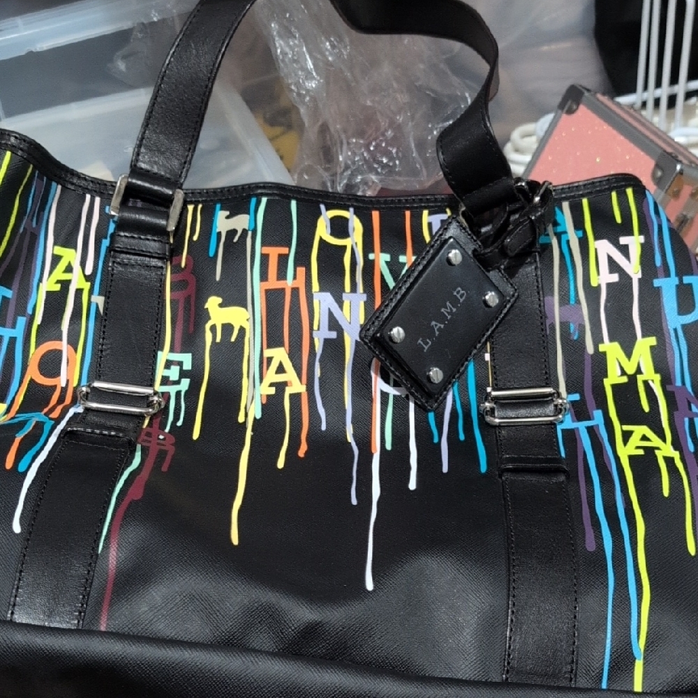 L.A.M.B. Black Multicolor Tote Bag